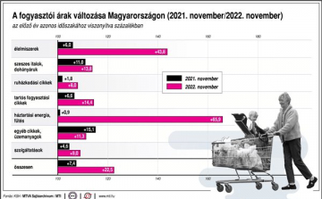 KSH: novemberben 22,5 százalékkal nőttek az árak az előző év azonos hónapjához képest